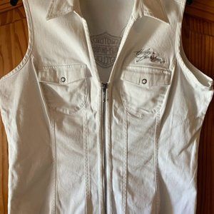 White Harley Davidson Denim Vest
